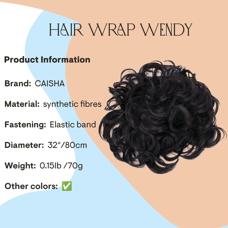 CAISHA Hairpiece Hair Wrap Heat-resistant Synthetic Fibres Curly Messy Updo Dark Brown HW21 - Image 2